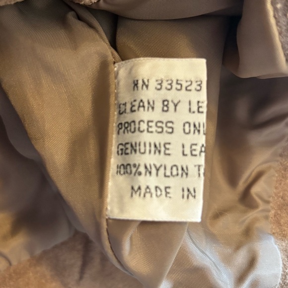 Vintage Le Soleil Suede Jacket Tan Puff Shoulder 80s Cropped Button Front - Picture 9 of 12